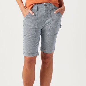 Duluth Trading Co Rootstock Gardening Shorts Women’s Navy Blue White Stripe